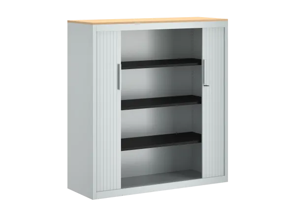 Armoire métallique FrameOne II - h. 130 x l. 120 cm - 3 tablettes - fermeture rideaux - avec coiffe