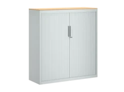 Armoire métallique FrameOne II - h. 130 x l. 120 cm - 3 tablettes - fermeture rideaux - avec coiffe
