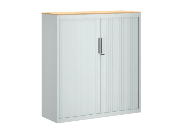 Armoire métallique FrameOne II - h. 130 x l. 120 cm - 3 tablettes - fermeture rideaux - avec coiffe