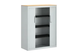 Armoire métallique FrameOne II - h. 130 x l. 100 cm - 3 tablettes - fermeture rideaux - avec coiffe