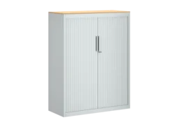 Armoire métallique FrameOne II - h. 130 x l. 100 cm - 3 tablettes - fermeture rideaux - avec coiffe