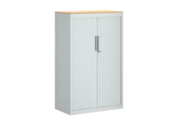 Armoire métallique FrameOne II - h. 130 x l. 80 cm - 3 tablettes - fermeture rideaux - avec coiffe