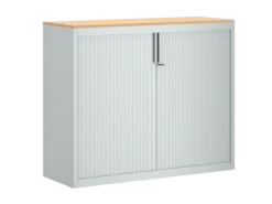 Armoire métallique FrameOne II - h. 100 x l. 120 cm - 2 tablettes - fermeture rideaux - avec coiffe