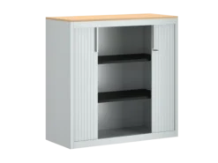 Armoire métallique FrameOne II - h. 100 x l. 100 cm - 2 tablettes - fermeture rideaux - avec coiffe