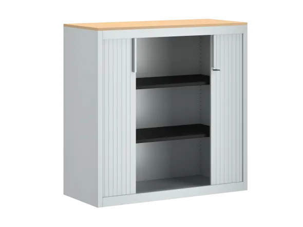 Armoire métallique FrameOne II - h. 100 x l. 100 cm - 2 tablettes - fermeture rideaux - avec coiffe