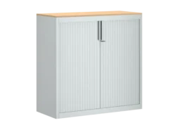 Armoire métallique FrameOne II - h. 100 x l. 100 cm - 2 tablettes - fermeture rideaux - avec coiffe