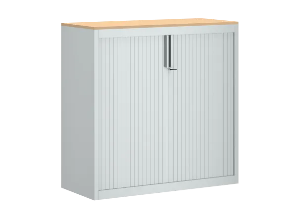 Armoire métallique FrameOne II - h. 100 x l. 100 cm - 2 tablettes - fermeture rideaux - avec coiffe