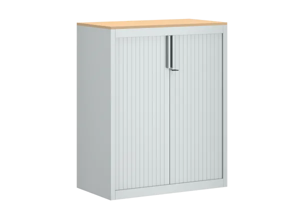 Armoire métallique FrameOne II - h. 100 x l. 80 cm - 2 tablettes - fermeture rideaux - avec coiffe