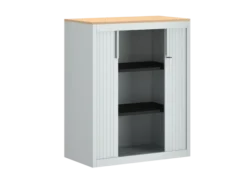 Armoire métallique FrameOne II - h. 100 x l. 80 cm - 2 tablettes - fermeture rideaux - avec coiffe