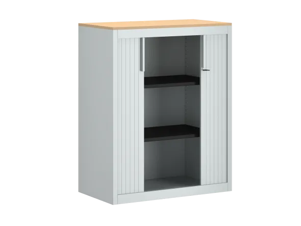 Armoire métallique FrameOne II - h. 100 x l. 80 cm - 2 tablettes - fermeture rideaux - avec coiffe