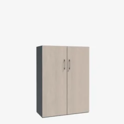 Armoire métallique/mélaminée Corial - h. 136 x l. 100 cm - 3 tablettes métal - portes battantes