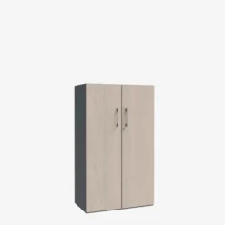 Armoire métallique/mélaminée Corial - h. 136 x l. 80 cm - 3 tablettes métal - portes battantes