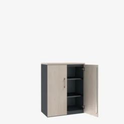 Armoire métallique/mélaminée Corial - h. 102,6 x l. 80 cm - 2 tablettes métal - portes battantes
