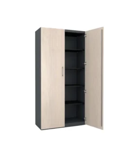 Armoire métallique/mélaminée Corial - h. 198,1 x l. 100 cm - 4 tablettes métal - portes battantes