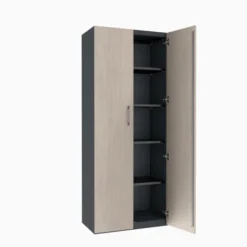 Armoire métallique/mélaminée Corial - h. 198,1 x l. 80 cm - 4 tablettes métal - portes battantes