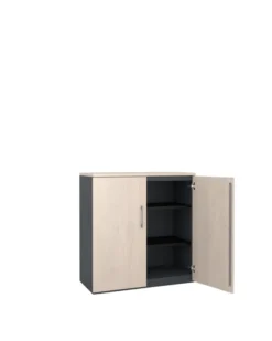Armoire métallique/mélaminée Corial - h. 102,6 x l. 100 cm - 2 tablettes métal - portes battantes