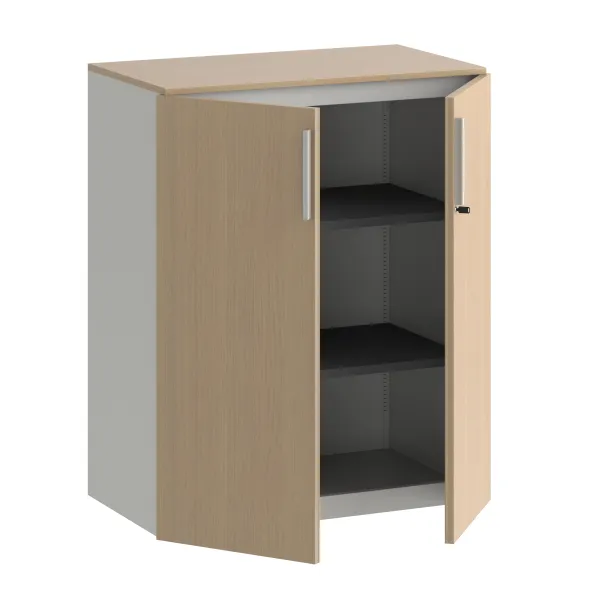 Armoire métallique mélaminé Fusion - h. 100 x l. 80 cm - 2 tablettes métal - portes battantes mélaminé - avec coiffe