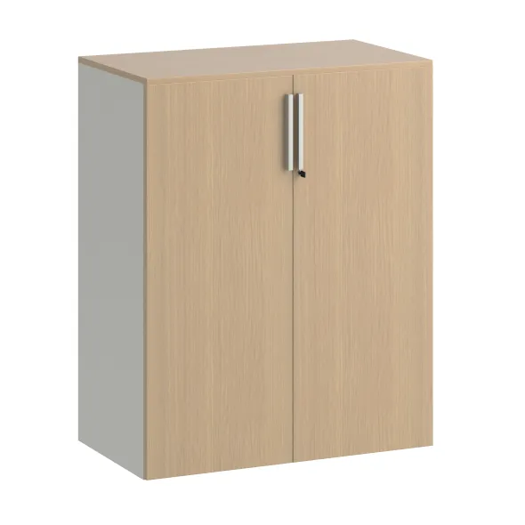Armoire métallique mélaminé Fusion - h. 100 x l. 80 cm - 2 tablettes métal - portes battantes mélaminé - avec coiffe