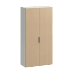Armoire métallique mélaminé Fusion - h. 198 x l. 100 cm - 4 tablettes métal - portes battantes mélaminé