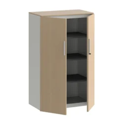 Armoire métallique mélaminé Fusion - h. 130 x l. 80 cm - 3 tablettes métal - portes battantes mélaminé - avec coiffe