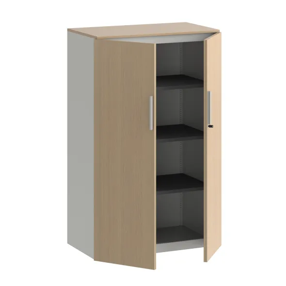 Armoire métallique mélaminé Fusion - h. 130 x l. 80 cm - 3 tablettes métal - portes battantes mélaminé - avec coiffe