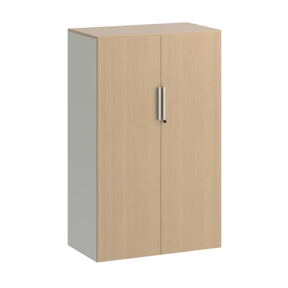 Armoire métallique mélaminé Fusion - h. 130 x l. 80 cm - 3 tablettes métal - portes battantes mélaminé - avec coiffe