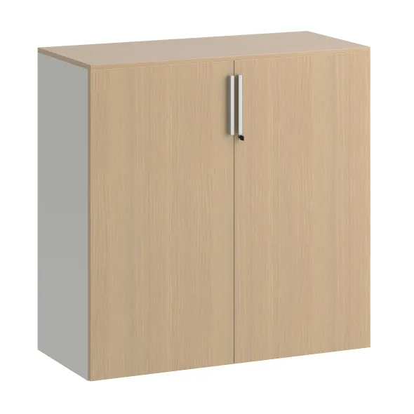 Armoire métallique mélaminé Fusion - h. 100 x l. 100 cm - 2 tablettes métal - portes battantes mélaminé - avec coiffe