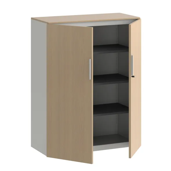Armoire métallique mélaminé Fusion - h. 130 x l. 100 cm - 3 tablettes métal - portes battantes mélaminé - avec coiffe