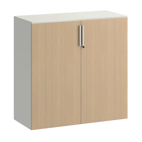 Armoire métallique mélaminé Fusion - h. 100 x l. 100 cm - 2 tablettes métal - portes battantes mélaminé