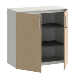 Armoire métallique mélaminé Fusion - h. 100 x l. 100 cm - 2 tablettes métal - portes battantes mélaminé