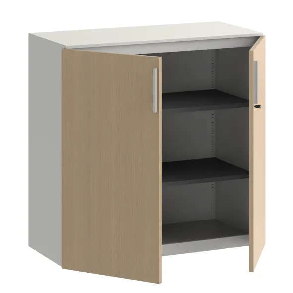Armoire métallique mélaminé Fusion - h. 100 x l. 100 cm - 2 tablettes métal - portes battantes mélaminé