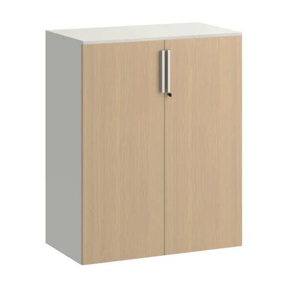 Armoire métallique mélaminé Fusion - h. 100 x l. 80 cm - 2 tablettes métal - portes battantes mélaminé