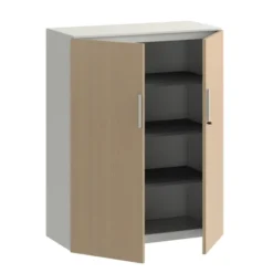Armoire métallique mélaminé Fusion - h. 130 x l. 100 cm - 3 tablettes métal - portes battantes mélaminé