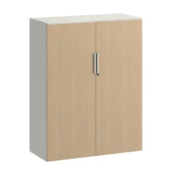 Armoire métallique mélaminé Fusion - h. 130 x l. 100 cm - 3 tablettes métal - portes battantes mélaminé