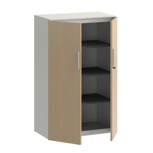 Armoire métallique mélaminé Fusion - h. 130 x l. 80 cm - 3 tablettes métal - portes battantes mélaminé