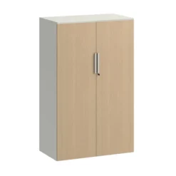 Armoire métallique mélaminé Fusion - h. 130 x l. 80 cm - 3 tablettes métal - portes battantes mélaminé