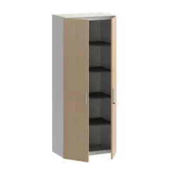 Armoire métallique mélaminé Fusion - h. 198 x l. 80 cm - 4 tablettes métal - portes battantes mélaminé