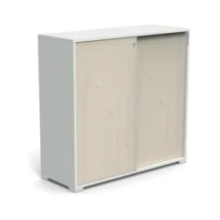 Armoire Nouvelle Vague - h. 115 x l. 120 cm - portes coulissantes - 2 tablettes métal