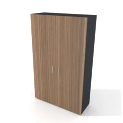 Armoire placage bois/mélaminé Epure Manager - h. 197 x l. 120 cm - 6 tablettes métalliques - portes battantes