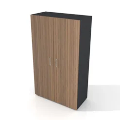 Armoire placage bois/mélaminé Epure Manager - h. 172 x l. 100 cm - 4 tablettes métalliques - portes battantes