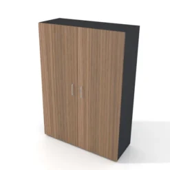 Armoire placage bois/mélaminé Epure Manager - h. 172 x l. 120 cm - 4 tablettes métalliques - portes battantes