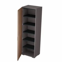 Armoire placage bois/mélaminé Epure Manager - h. 197 x l. 61 cm - 6 tablettes métalliques - porte battante