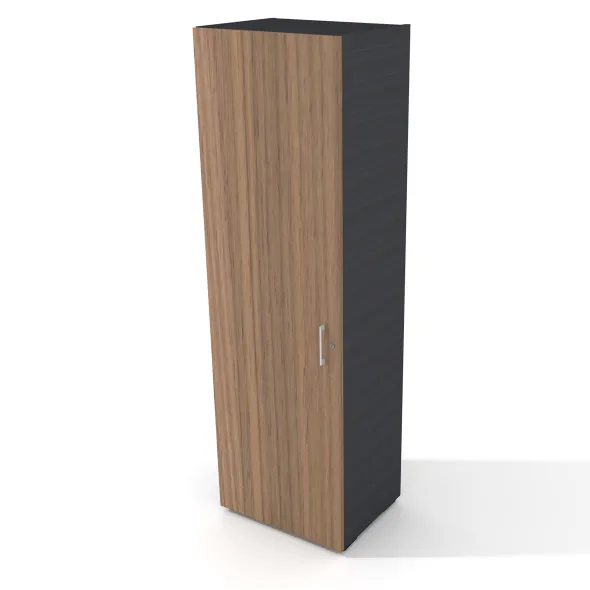Armoire placage bois/mélaminé Epure Manager - h. 197 x l. 61 cm - 6 tablettes métalliques - porte battante
