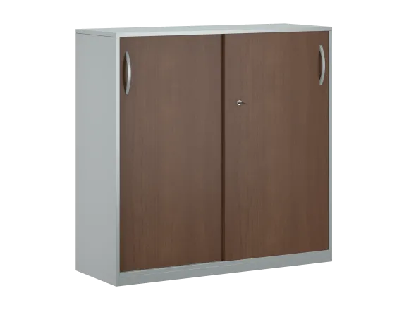 Armoire placage bois/mélaminé FrameOne II Manager - h. 116,5 x l. 120 cm - 4 demi-tablettes métal - portes
