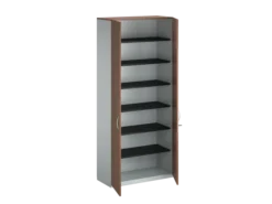 Armoire placage bois/mélaminé FrameOne II Manager - h. 229 x l. 100 cm - 6 tablettes métal - portes battantes