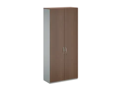 Armoire placage bois/mélaminé FrameOne II Manager - h. 229 x l. 100 cm - 6 tablettes métal - portes battantes