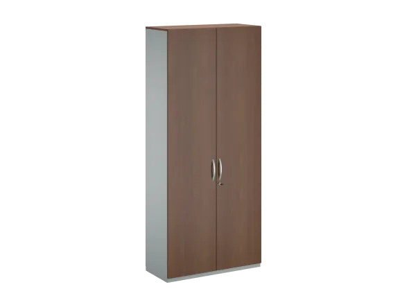 Armoire placage bois/mélaminé FrameOne II Manager - h. 229 x l. 100 cm - 6 tablettes métal - portes battantes