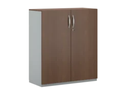 Armoire placage bois/mélaminé FrameOne II Manager - h. 116,5 x l. 100 cm - 2 tablettes métal - portes battantes