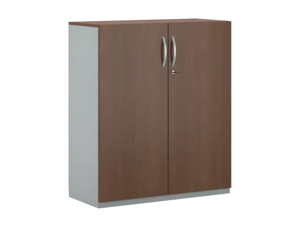 Armoire placage bois/mélaminé FrameOne II Manager - h. 116,5 x l. 100 cm - 2 tablettes métal - portes battantes