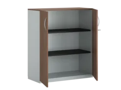 Armoire placage bois/mélaminé FrameOne II Manager - h. 116,5 x l. 100 cm - 2 tablettes métal - portes battantes